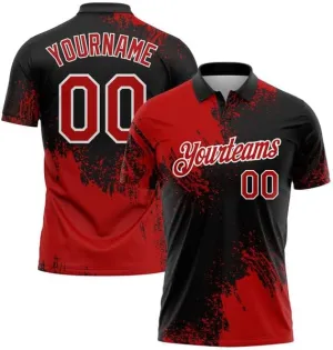 Customizable Team Name, Custom Jersey, Gold Black-White 3D Pattern Design Abstract Brush Stroke