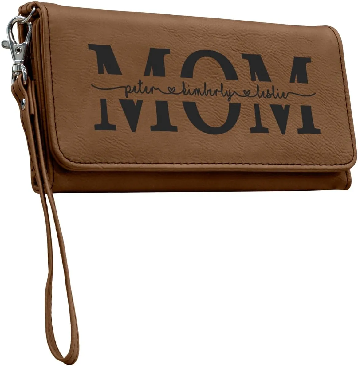 Customizable Wallet for Mom Personalized with her Kids Names - A Great Gift for New Mom's, Mother's Day and Holidays-Offered in Multiple Colors (Dark Brown)