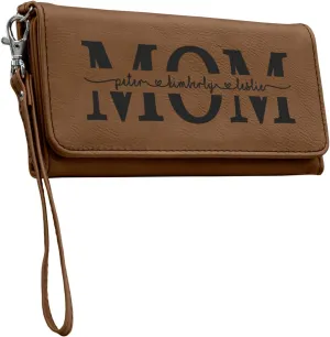 Customizable Wallet for Mom Personalized with her Kids Names - A Great Gift for New Mom's, Mother's Day and Holidays-Offered in Multiple Colors (Dark Brown)