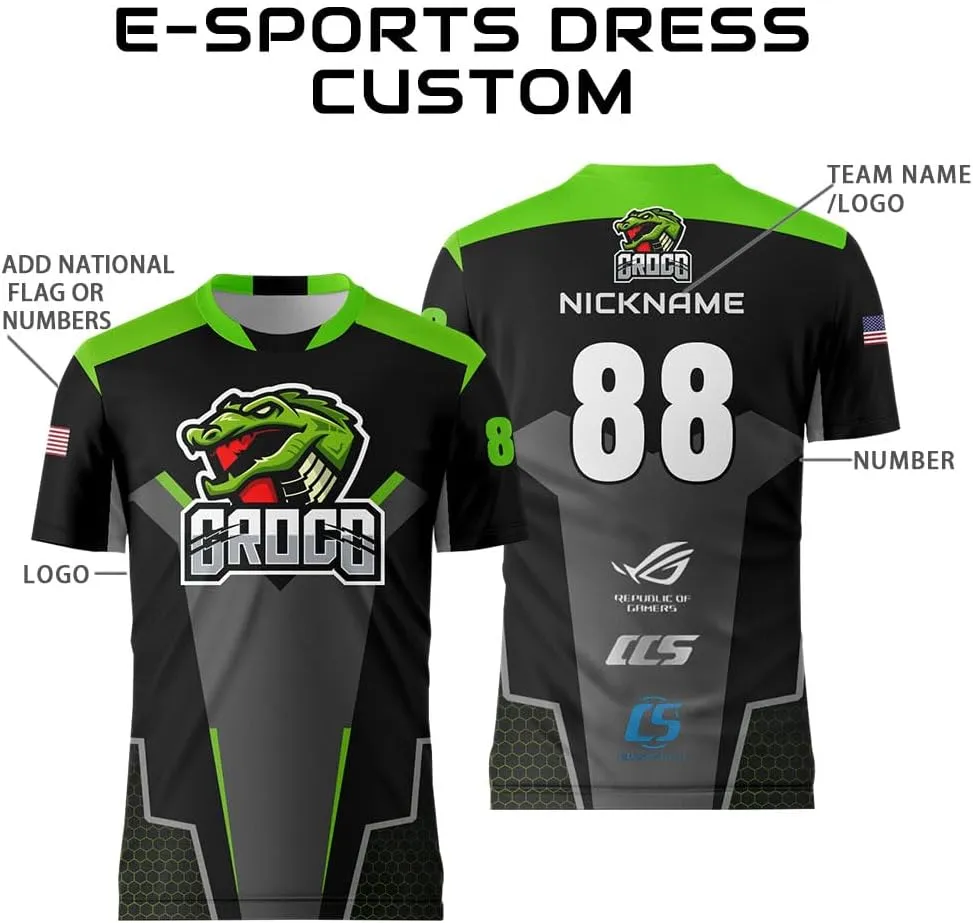 Customize Your Black Jersey with Name and Number Mens Team Uniforms Shirt for Esport Game Soccer Volleyball