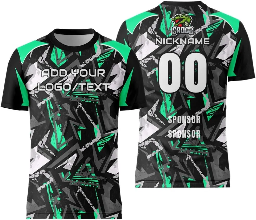 Customize Your Black Jersey with Name and Number Mens Team Uniforms Shirt for Esport Game Soccer Volleyball