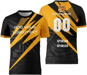 Customize Your Black Jersey with Name and Number Mens Team Uniforms Shirt for Esport Game Soccer Volleyball