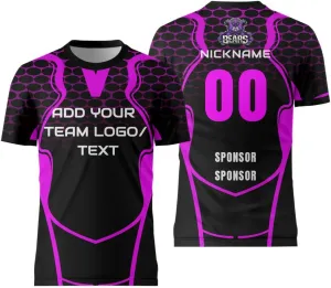 Customize Your Black Jersey with Name and Number Mens Team Uniforms Shirt for Esport Game Soccer Volleyball