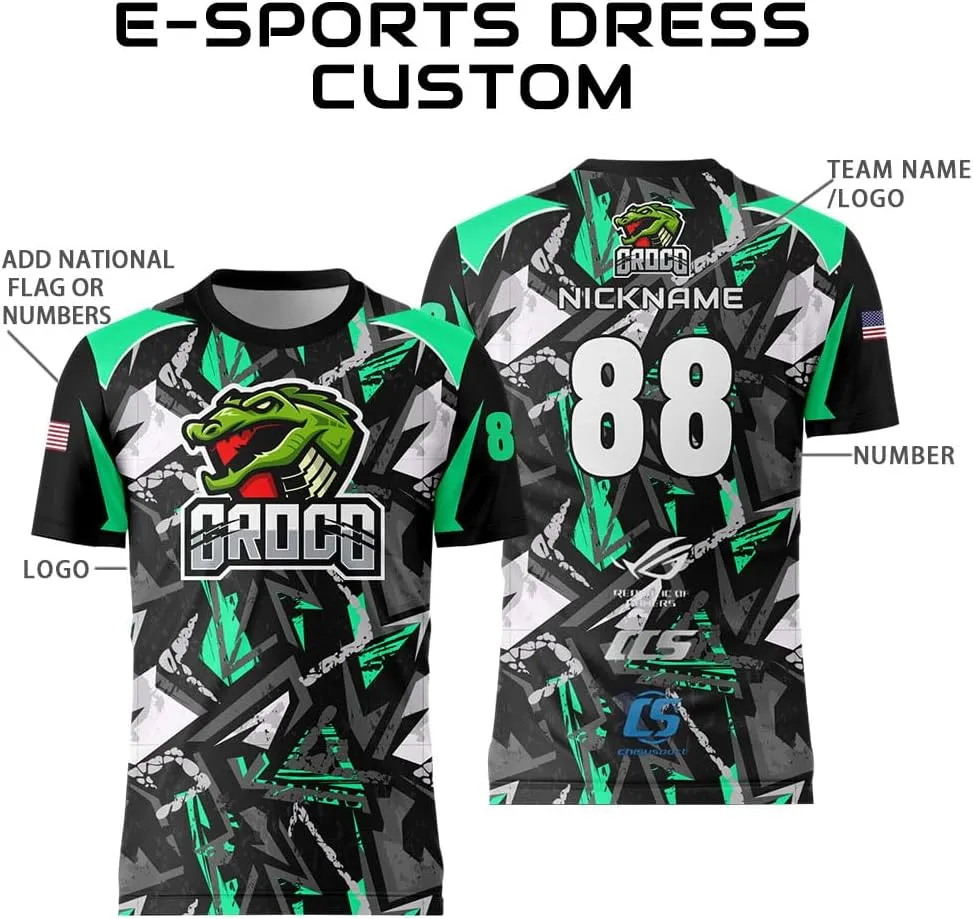 Customize Your Black Jersey with Name and Number Mens Team Uniforms Shirt for Esport Game Soccer Volleyball