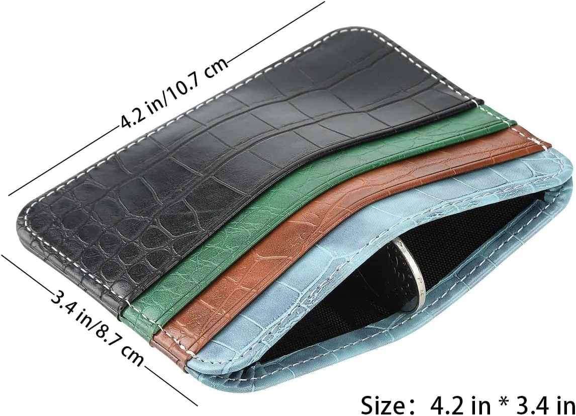 Customized Name Credit Card Holder for Women Men, Add Your Own Personalized Monogram Letters, Minimalist Slim Thin Small Front Pocket Wallet, Crocodile Pattern PU Leather Card Case, Gift Idea, Green