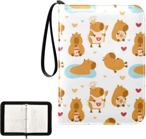 Cute Animal Capybaras Card Holder Binder, 4 Card Binder with Sleeves Card Collectors Album