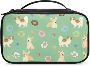 Cute Dogs Cosmetic Bag for Women Color Donuts Car Accessories Storage Travel Essentials Organizers Stain resistant Makeup Bag
