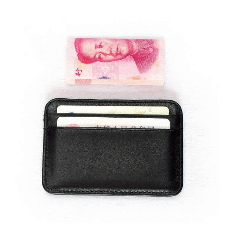 Cyflymder New 100% Sheepskin Genuine Leather Credit Card Case Mini ID Card Holder Small Purse For Man Slim Men's Wallet Cardholder