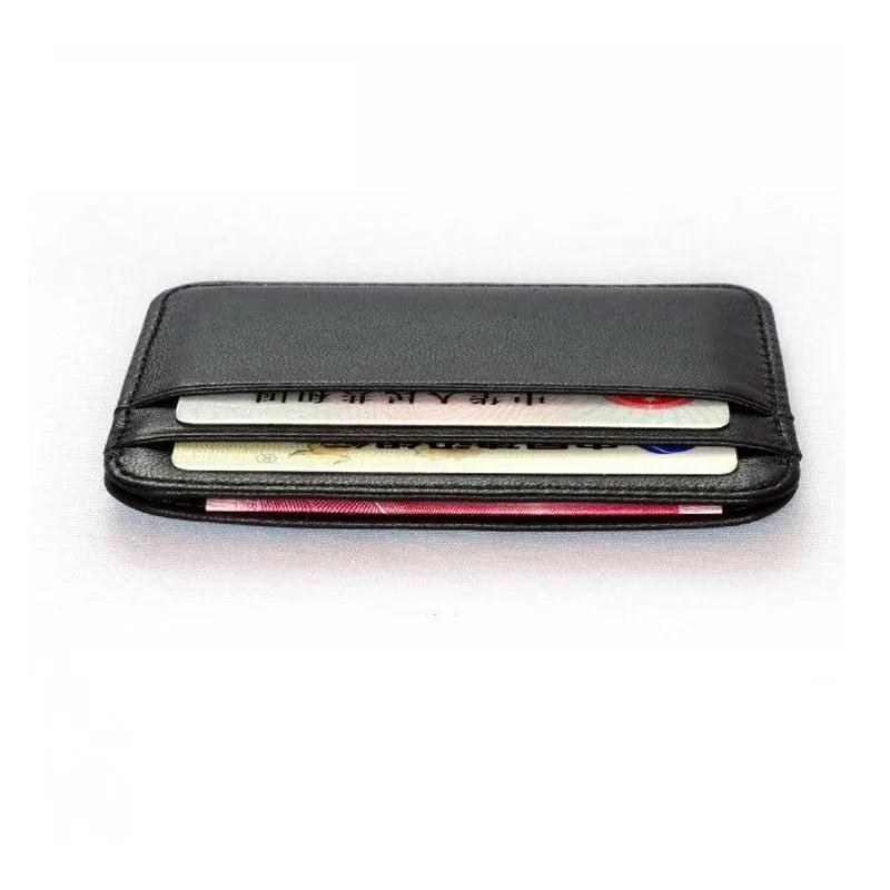 Cyflymder New 100% Sheepskin Genuine Leather Credit Card Case Mini ID Card Holder Small Purse For Man Slim Men's Wallet Cardholder