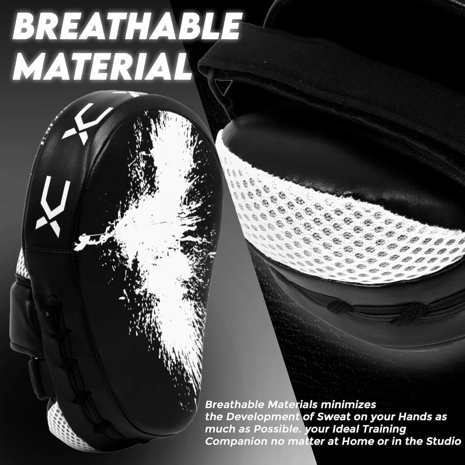 DALLX Sports Punch Mitts Target Focus Pads Hook and Jab Curved for MMA Training Martial Arts Karate Kickboxing Muay Thai with Adjustable Straps Ventilated