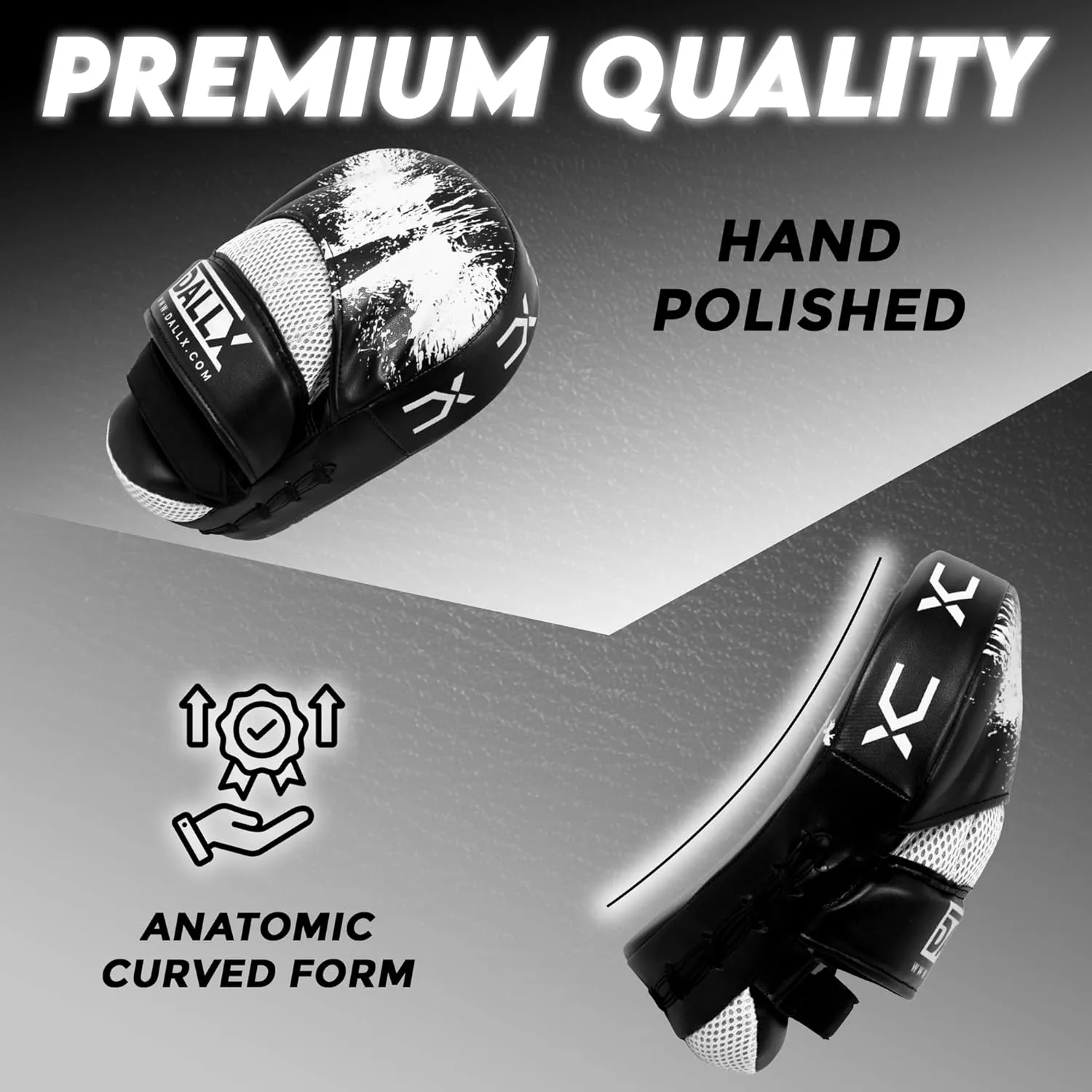 DALLX Sports Punch Mitts Target Focus Pads Hook and Jab Curved for MMA Training Martial Arts Karate Kickboxing Muay Thai with Adjustable Straps Ventilated