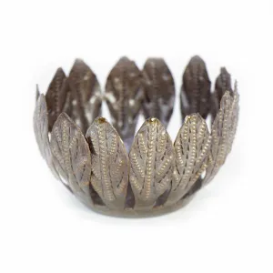 Decorative Drum Art Candle Holder, Mango Leaf