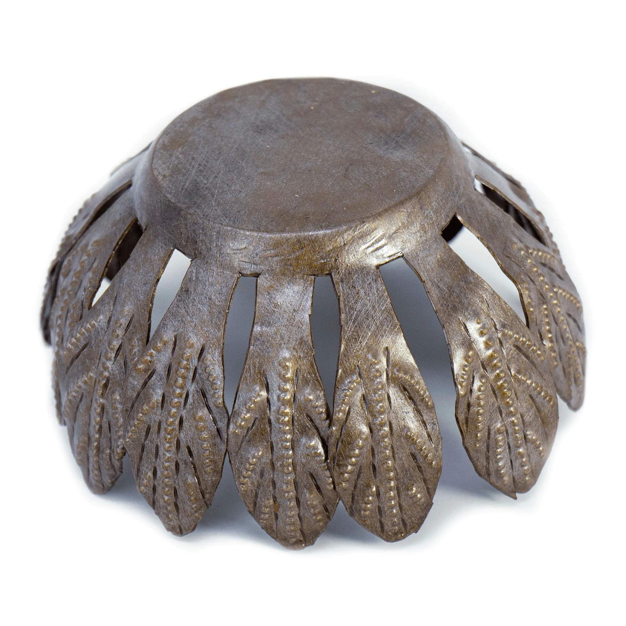 Decorative Drum Art Candle Holder, Mango Leaf