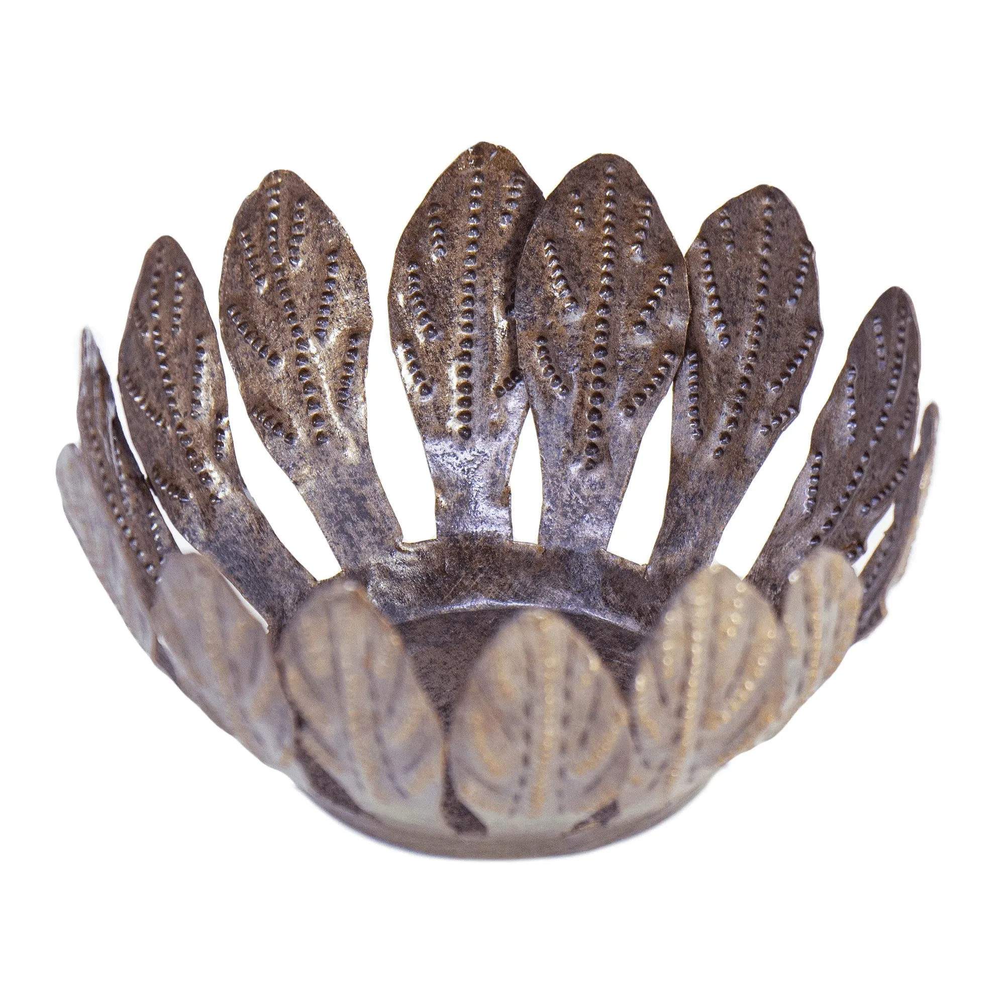 Decorative Drum Art Candle Holder, Mango Leaf