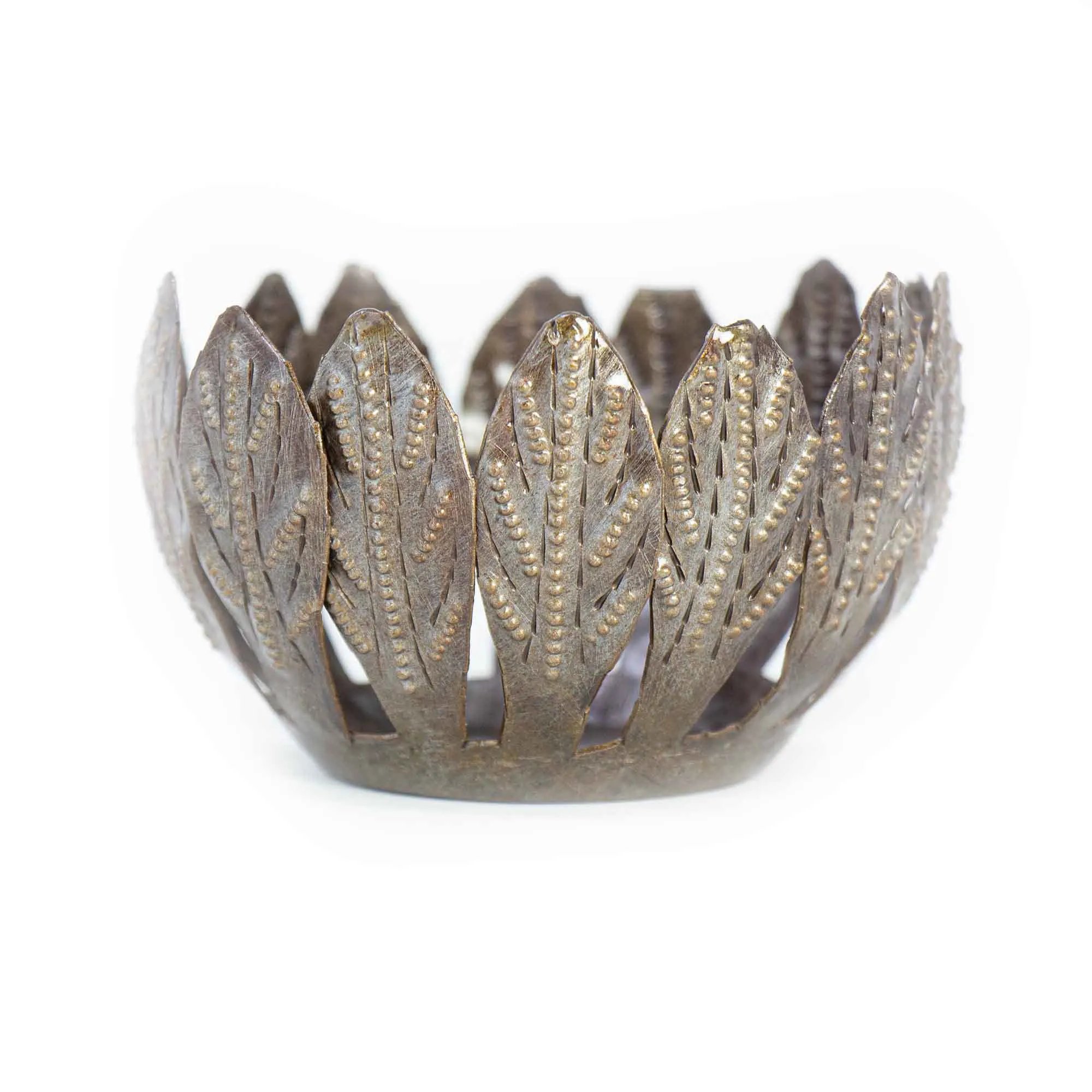Decorative Drum Art Candle Holder, Mango Leaf
