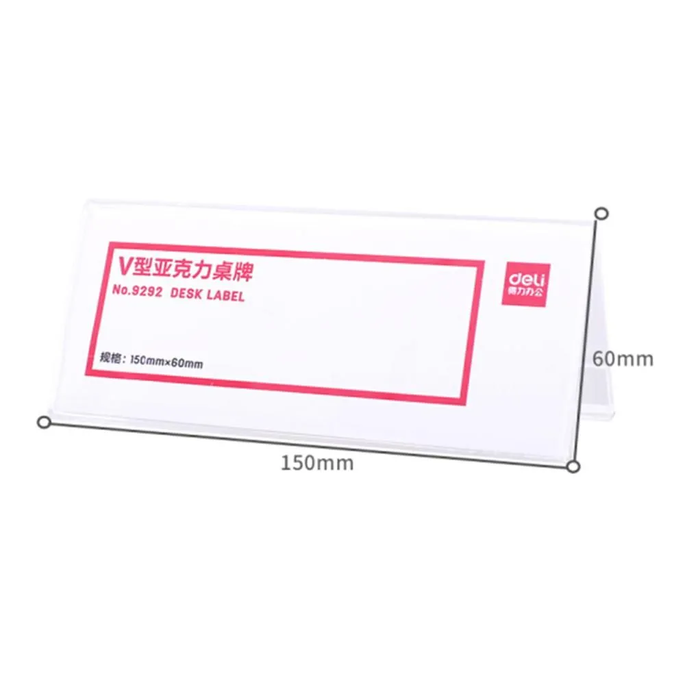 Deli V Shape Acrylic Card Stand 150 x 60mm 9292