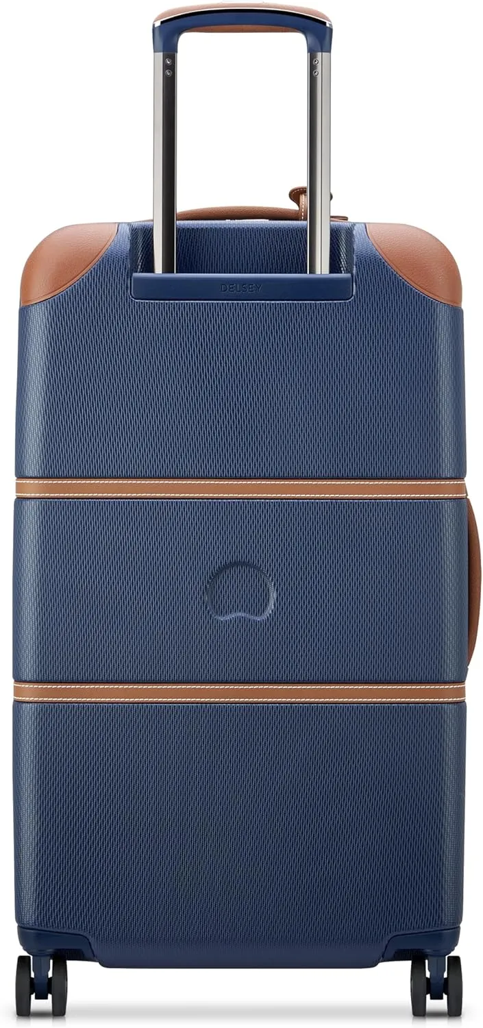 DELSEY PARIS Chatelet Air 2.0 Hardside Luggage Trunk with Spinner Wheels, Navy Blue, Checked-26 Inch