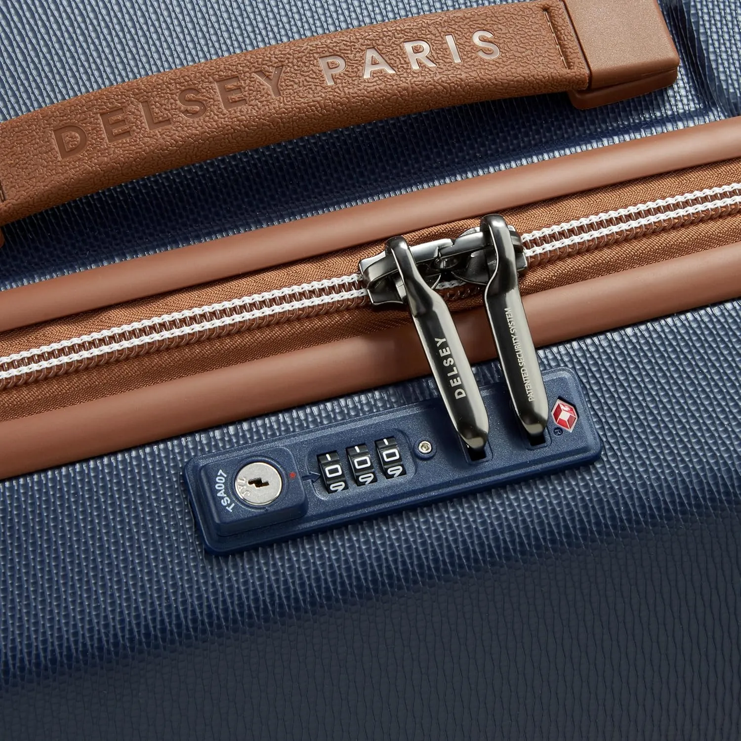 DELSEY PARIS Chatelet Air 2.0 Hardside Luggage Trunk with Spinner Wheels, Navy Blue, Checked-26 Inch