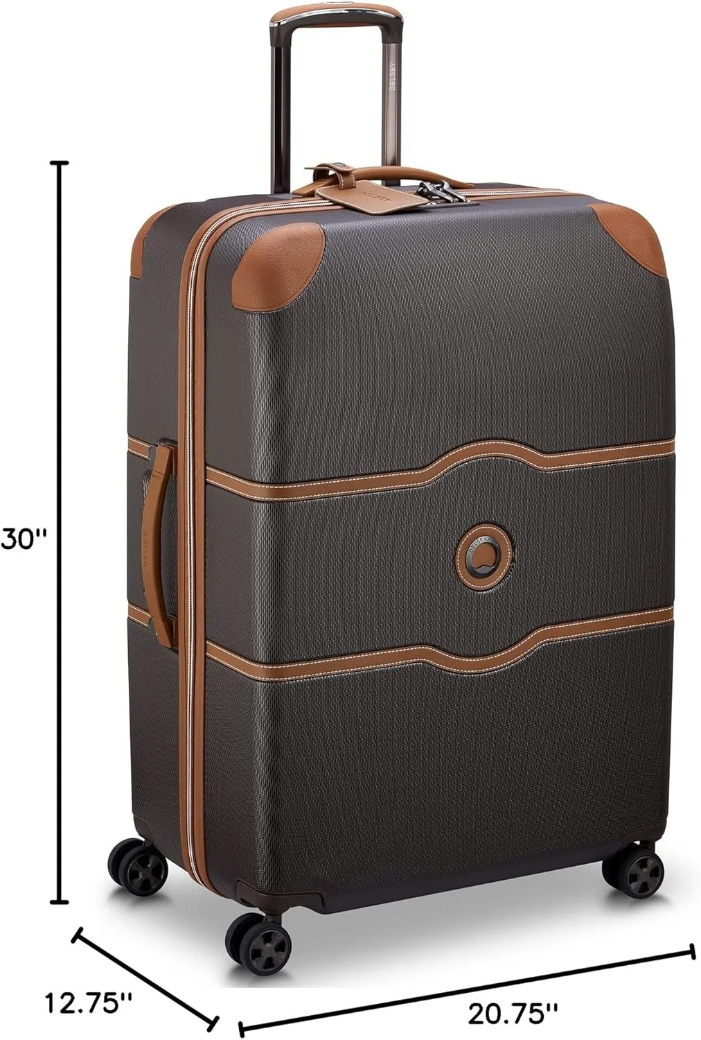 DELSEY PARIS Chatelet Air 2.0 Hardside Luggage with Spinner Wheels, Chocolate Brown, 3 Piece Set (20/28/Crossbody)