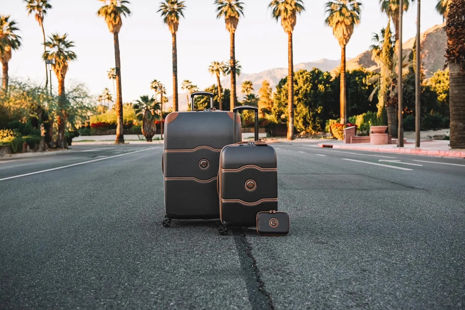 DELSEY PARIS Chatelet Air 2.0 Hardside Luggage with Spinner Wheels, Chocolate Brown, 3 Piece Set (20/28/Crossbody)