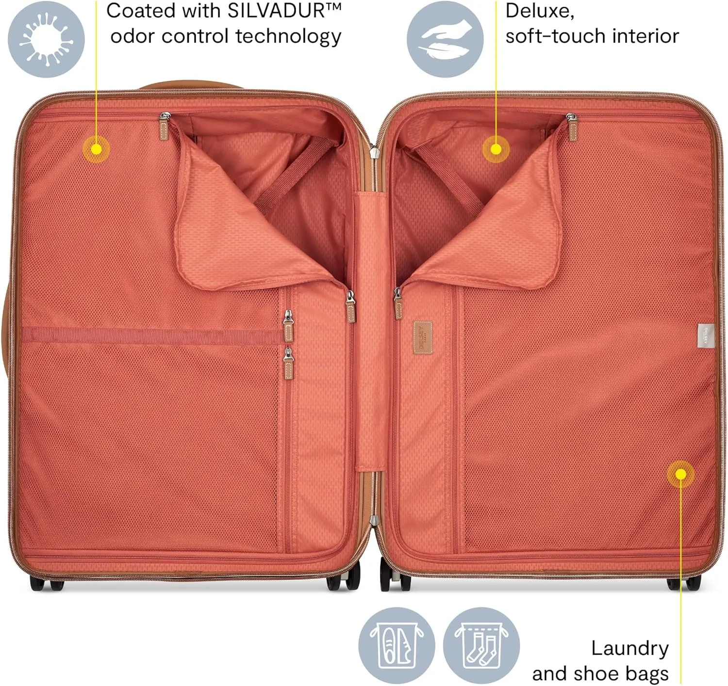 DELSEY PARIS Chatelet Air 2.0 Hardside Luggage with Spinner Wheels, Chocolate Brown, 3 Piece Set (20/28/Crossbody)