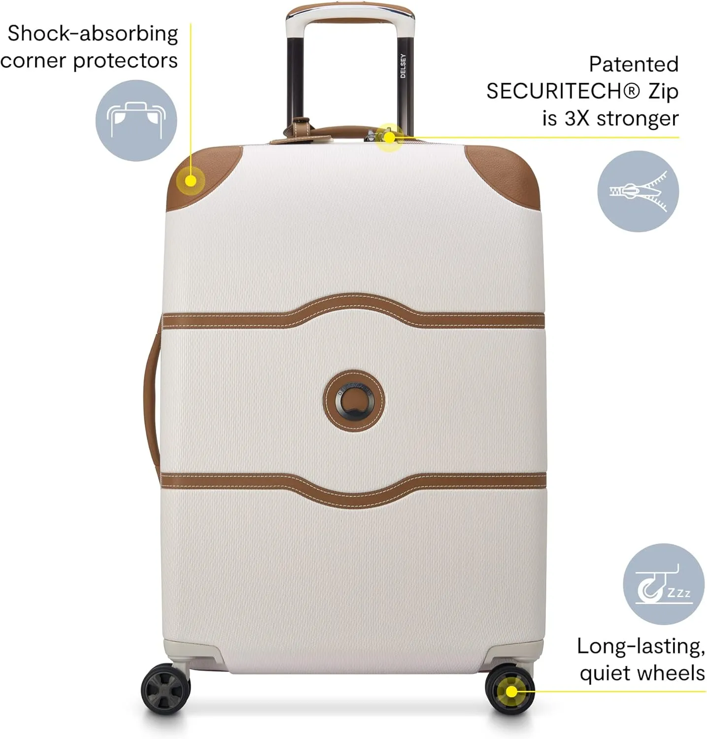 DELSEY PARIS Chatelet Air 2.0 Hardside Luggage with Spinner Wheels, Chocolate Brown, 3 Piece Set (20/28/Crossbody)