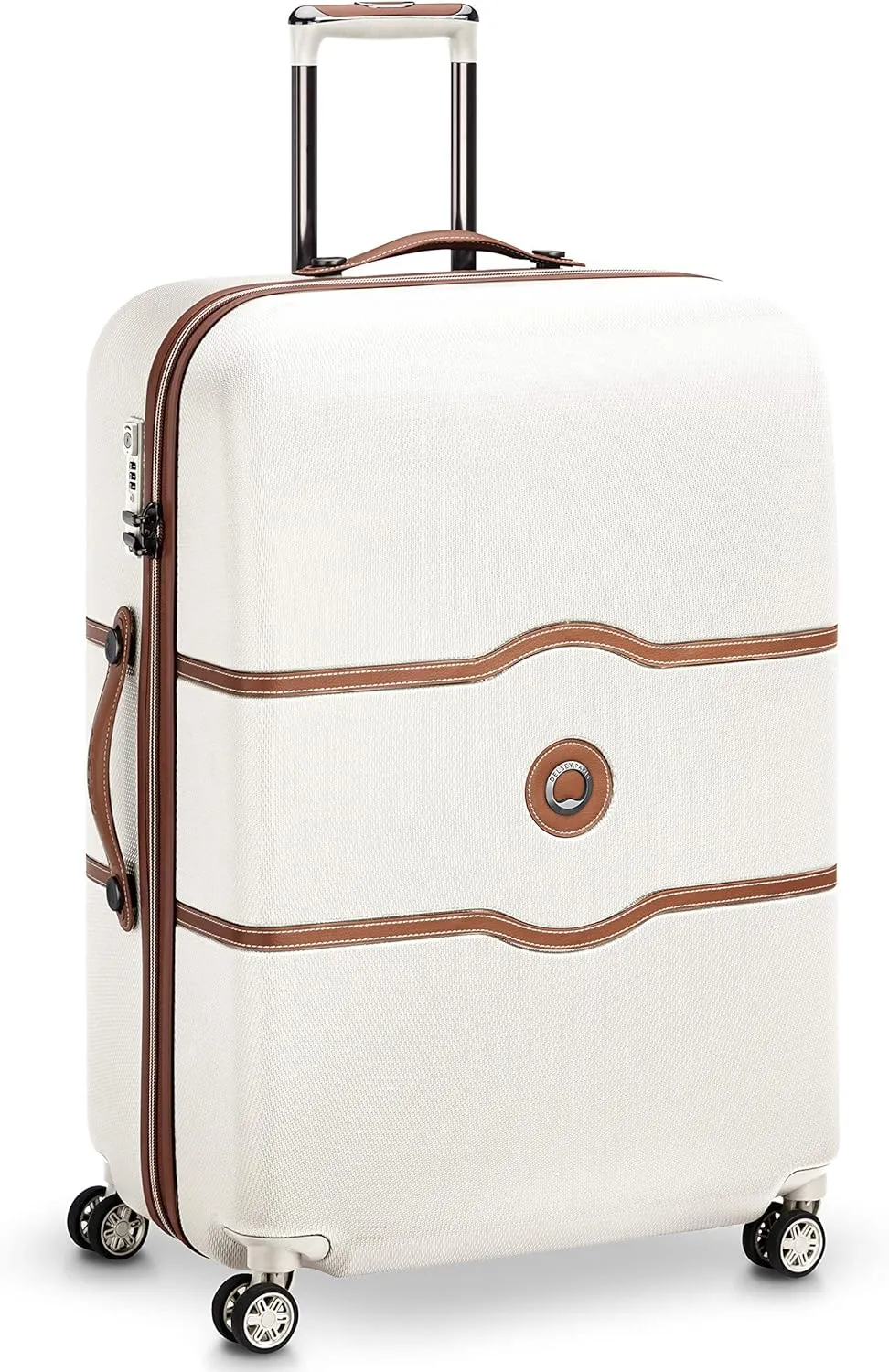 DELSEY PARIS Chatelet Air Hardside Luggage, Spinner Wheels, Champagne White, Checked-Large 28 Inch