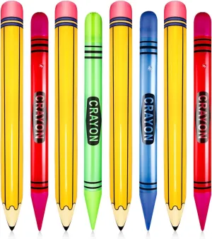Denylo pro 8 Pieces Giant Inflatable Crayon Pencil Balloon Set Back to School Party School Decoration for Classroom Playground Indoor Outdoor Birthday Party School Theme Party Decoration Available