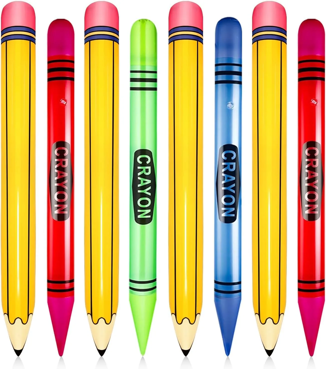 Denylo pro 8 Pieces Giant Inflatable Crayon Pencil Balloon Set Back to School Party School Decoration for Classroom Playground Indoor Outdoor Birthday Party School Theme Party Decoration Available