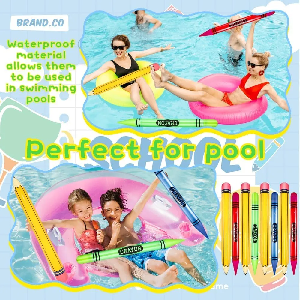 Denylo pro 8 Pieces Giant Inflatable Crayon Pencil Balloon Set Back to School Party School Decoration for Classroom Playground Indoor Outdoor Birthday Party School Theme Party Decoration Available