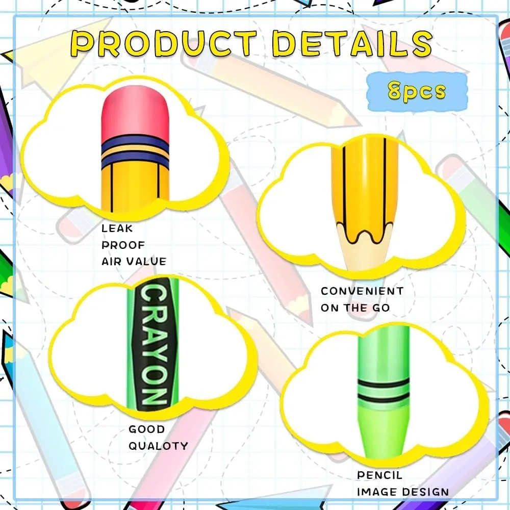 Denylo pro 8 Pieces Giant Inflatable Crayon Pencil Balloon Set Back to School Party School Decoration for Classroom Playground Indoor Outdoor Birthday Party School Theme Party Decoration Available