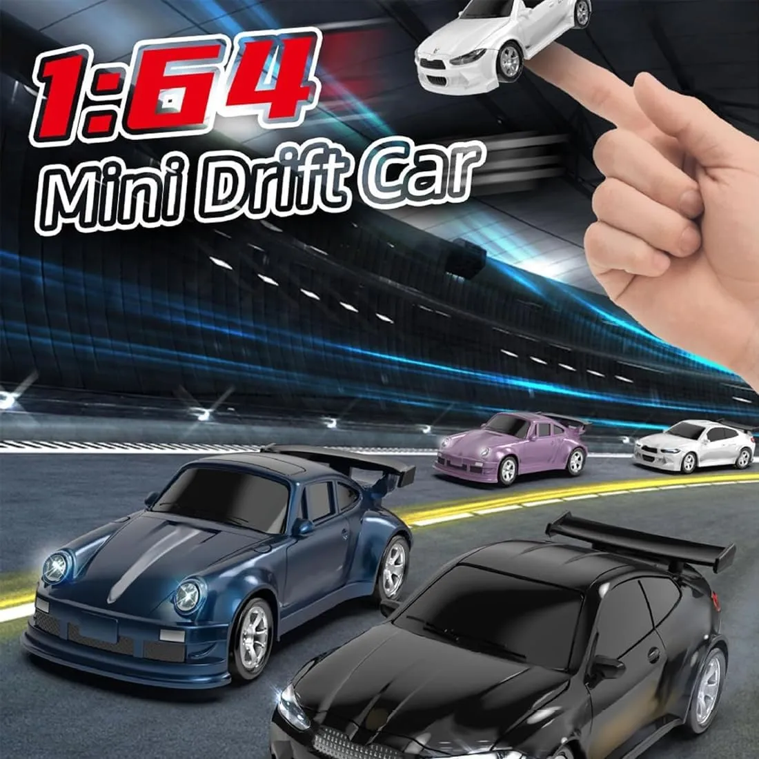 Desktop Drift Car for Adults, 1/64 Scale Drift RC Car, Mini RC Sportscar 2.4Ghz Drift Racing Remote Contrl Car, Hobby Gift for Adults - FQD25/Ivory White