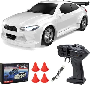 Desktop Drift Car for Adults, 1/64 Scale Drift RC Car, Mini RC Sportscar 2.4Ghz Drift Racing Remote Contrl Car, Hobby Gift for Adults - FQD25/Ivory White