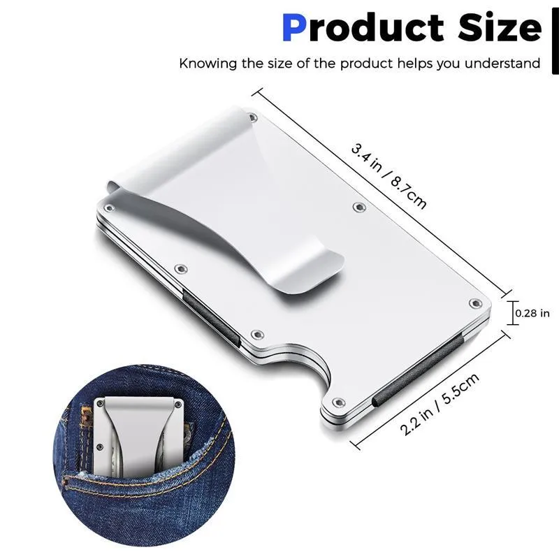 DIENQI Anti Rfid Metal Bank Credit Card Holder Men Minimalist Wallets Slim Thin Tactical Business ID Cardholder Case Male Purse