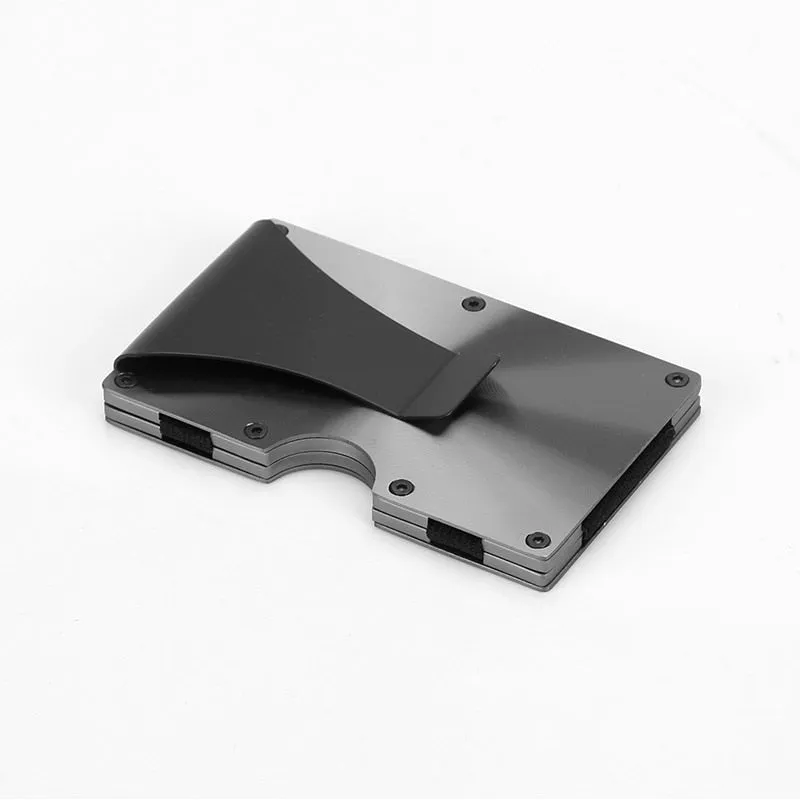 DIENQI Anti Rfid Metal Bank Credit Card Holder Men Minimalist Wallets Slim Thin Tactical Business ID Cardholder Case Male Purse