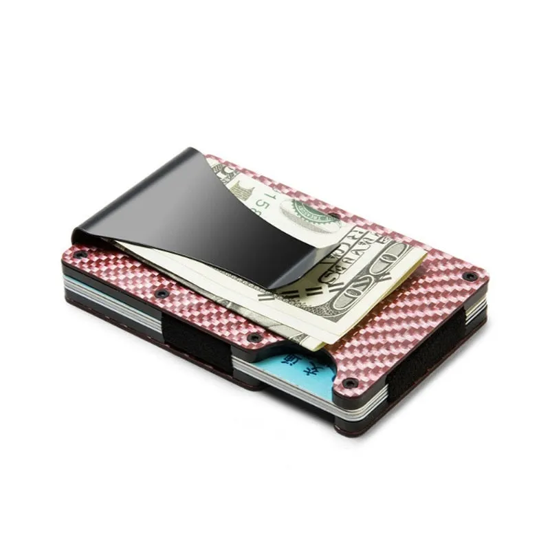 DIENQI Carbon Fiber Credit Card Holder Minimalist Wallet Aluminum Metal Anti RFID Blocking Business Bank id Card Holder For Men