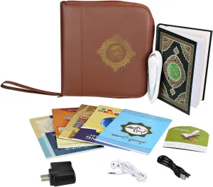 Digital Koran Reader Holy Quran Pen Leather Bag Word-by-Word Function for Kid and Arabic Learner Downloading Many Reciters and Languages Digital Qu'ran Pen 5 Small Books for Ramadan Celebration