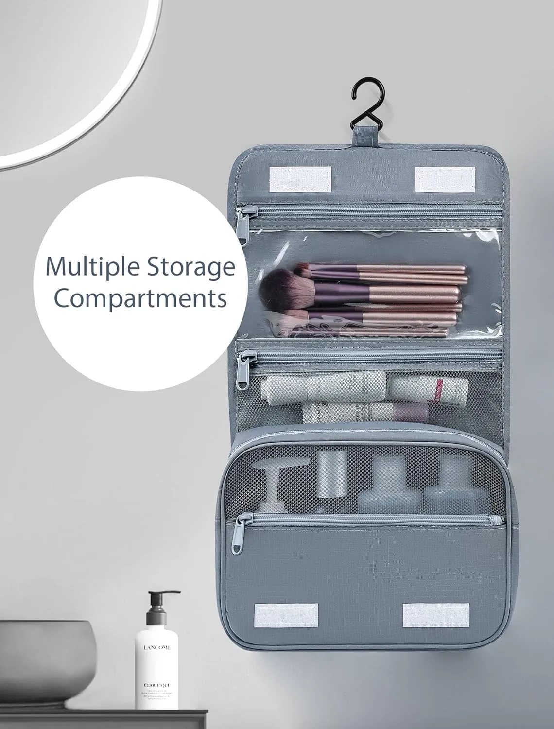 DIMJ Packing Cubes 8 Pcs for Suitcase Lightweight Travel Essential Bag with Large Toiletries Bag for Clothes Shoes Cosmetics Toiletries (Grey)