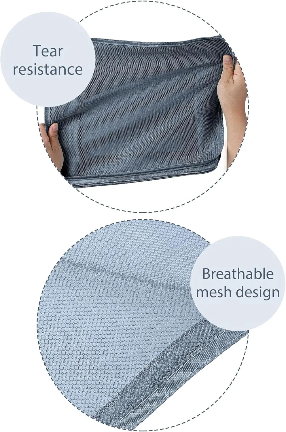 DIMJ Packing Cubes 8 Pcs for Suitcase Lightweight Travel Essential Bag with Large Toiletries Bag for Clothes Shoes Cosmetics Toiletries (Grey)