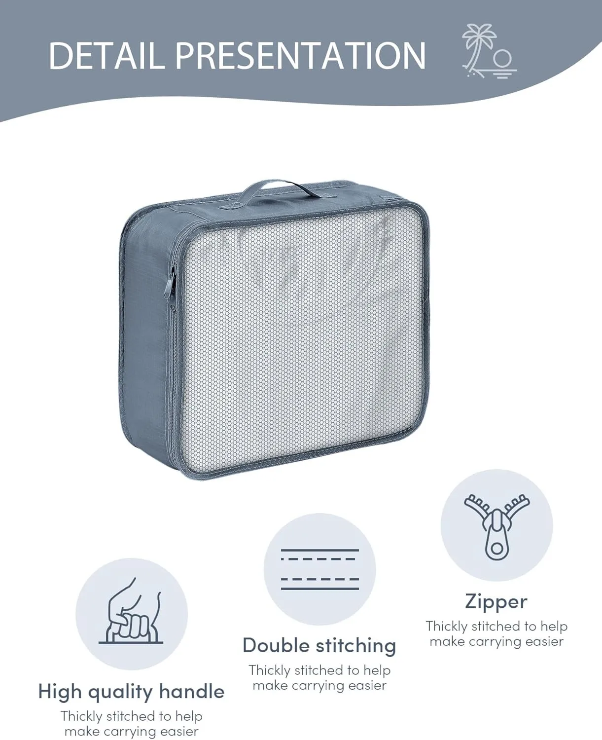DIMJ Packing Cubes 8 Pcs for Suitcase Lightweight Travel Essential Bag with Large Toiletries Bag for Clothes Shoes Cosmetics Toiletries (Grey)