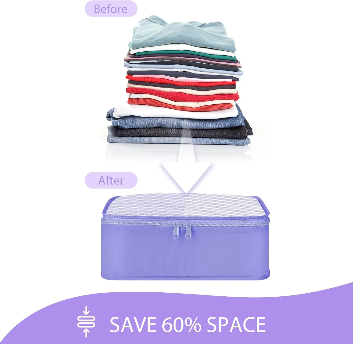 DIMJ Packing Cubes for Travel - 8 Set Travel Cubes for Suitcase Lightweight Travel Packing Organizers with Large Toiletries Bag for Clothes Shoes Cosmetics Toiletries Travel Essential (Purple)