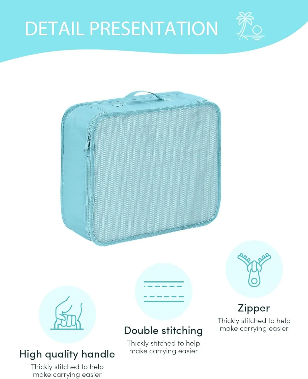 DIMJ Packing Cubes Suitcase, 8 Pieces Packing Cubes for Travel, With Toiletry Bag Hanging, Packing Cubes Carry on Luggage Cubes Packing for Clothes, Shoes, Underwear, Cosmetics, Travel Essential(Blue）