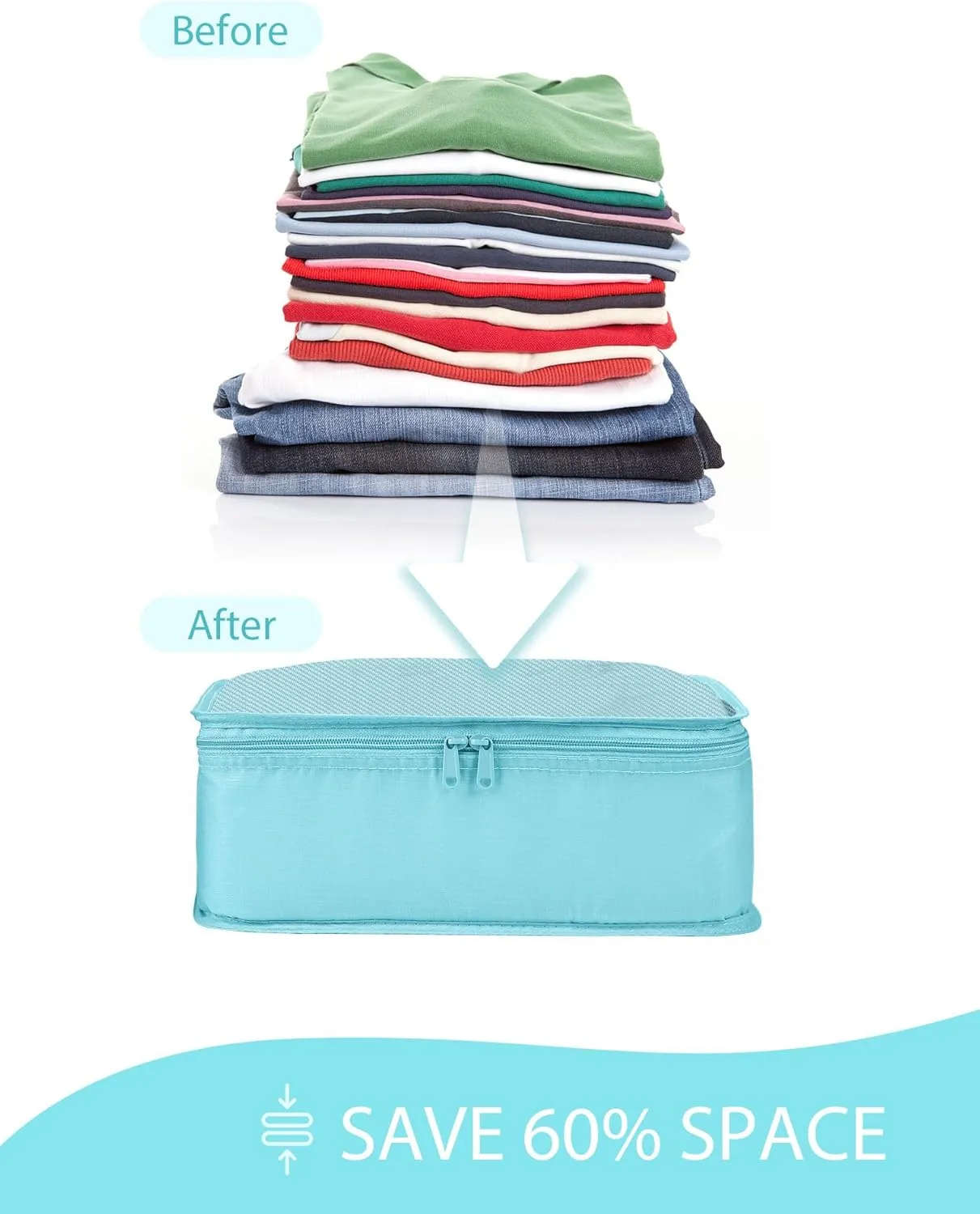 DIMJ Packing Cubes Suitcase, 8 Pieces Packing Cubes for Travel, With Toiletry Bag Hanging, Packing Cubes Carry on Luggage Cubes Packing for Clothes, Shoes, Underwear, Cosmetics, Travel Essential(Blue）