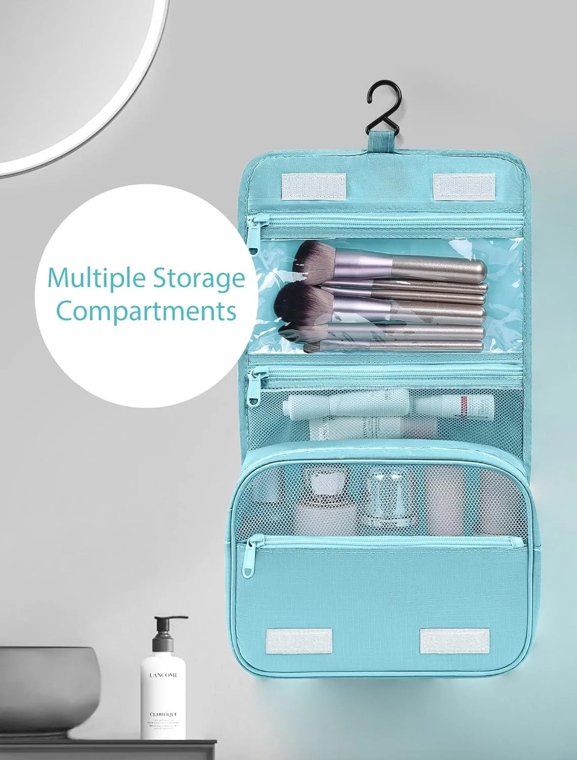DIMJ Packing Cubes Suitcase, 8 Pieces Packing Cubes for Travel, With Toiletry Bag Hanging, Packing Cubes Carry on Luggage Cubes Packing for Clothes, Shoes, Underwear, Cosmetics, Travel Essential(Blue）