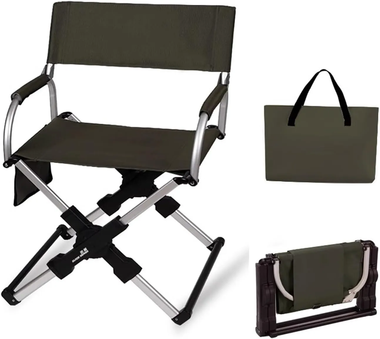 Directors Chairs Foldable with Carry Bag, Compact, Lightweight Collapsible Arm Chair for Outdoor Camping, Sports, Tailgates, Beach, and Fishing(Green)