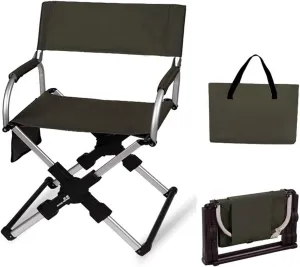 Directors Chairs Foldable with Carry Bag, Compact, Lightweight Collapsible Arm Chair for Outdoor Camping, Sports, Tailgates, Beach, and Fishing(Green)