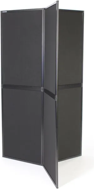 Displays2go 6-panel Trade Show Booth, Black Aluminum Frame, 360 Degree Exhibition Stand, Carrying Bag Included - Black Hook & Loop-Receptive Fabric