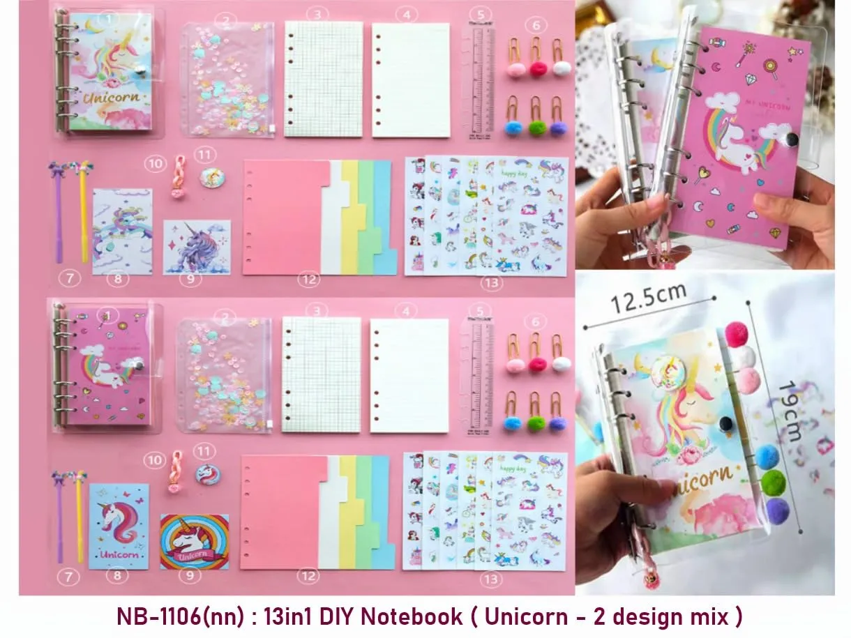 Diy Unicorn kids Diary For Girls -  With Pen