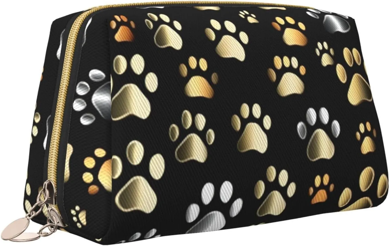 Dog Paw Prints Toiletry Pouch, Travel-Friendly Makeup Organizer For Makeup Brushes, Lipsticks