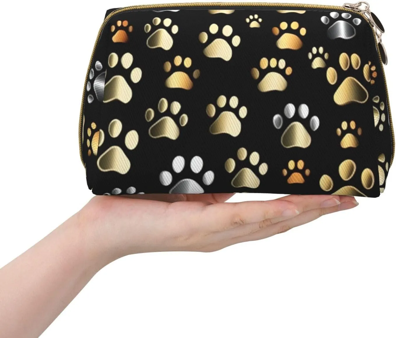 Dog Paw Prints Toiletry Pouch, Travel-Friendly Makeup Organizer For Makeup Brushes, Lipsticks